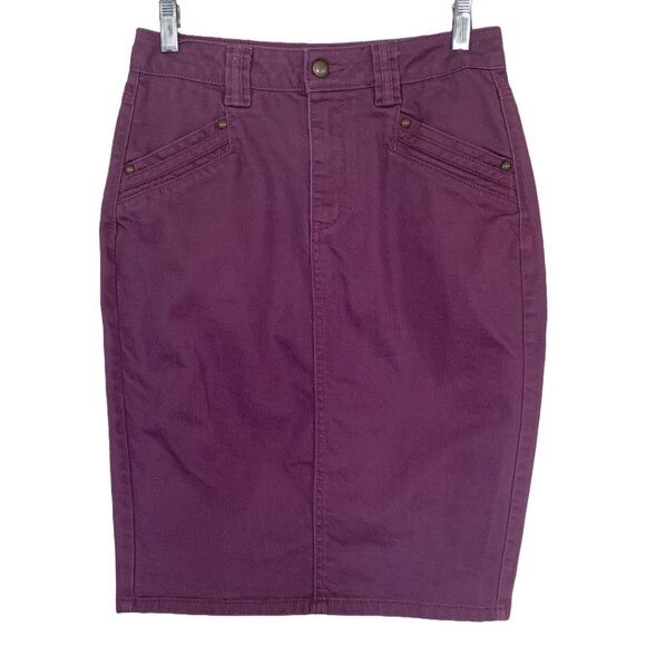 🎁3 for $30 H&M women's purple mauve denim pencil skirt size 6 - Picture 1 of 9
